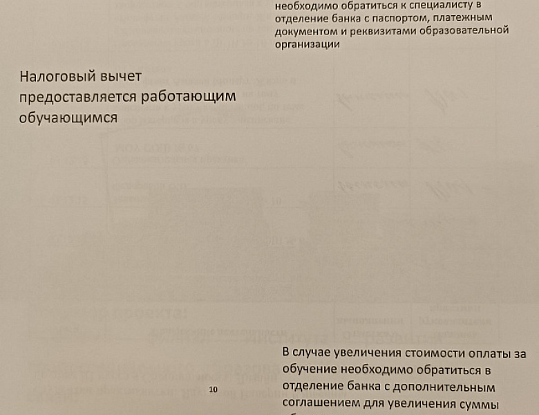 Оформления образовательного кредита